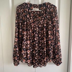 LOFT Floral Blouse Long Sleeve Size Small